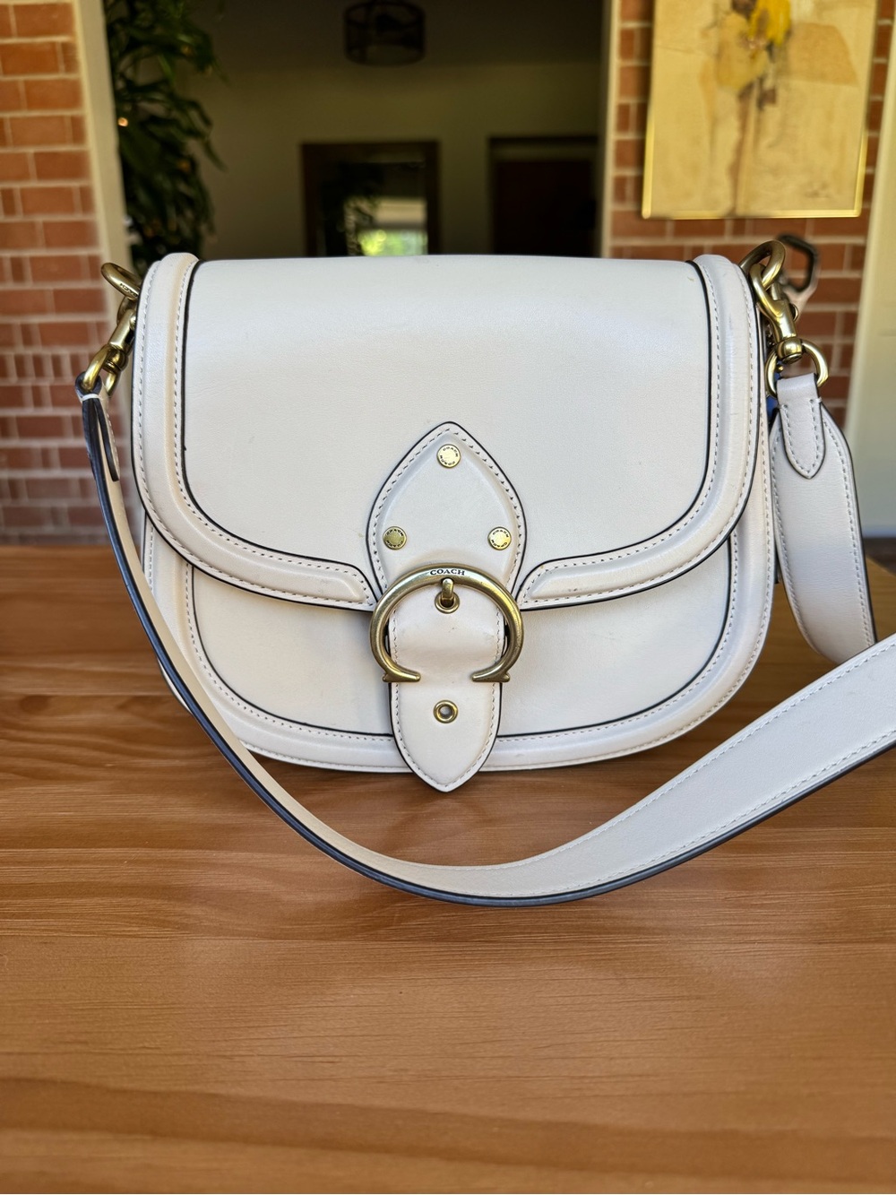 Coach Cream Leather Saddle Crossbody Bag